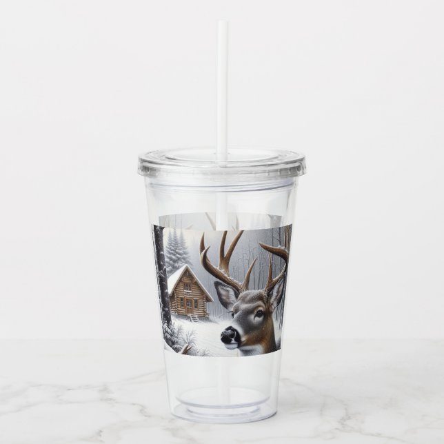 Verre En Acrylique Deer d'hiver/Buck art (Devant)