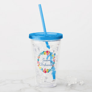 Verre En Acrylique Demoiselle d'honneur florale de Jr. d'aquarelle
