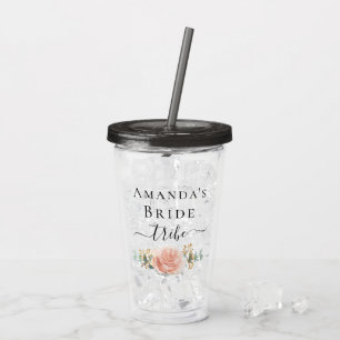 Verre En Acrylique Demoiselle d'honneur rose gold floral tribu de mar