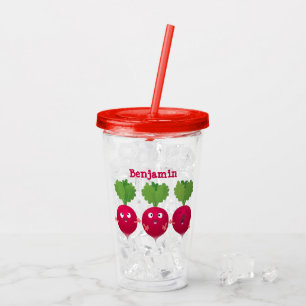 Verre En Acrylique Des radis mignons chantant des légumes de dessin a