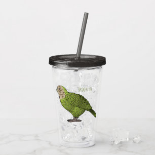 Verre En Acrylique dessin animé d'oiseaux de Kakapo