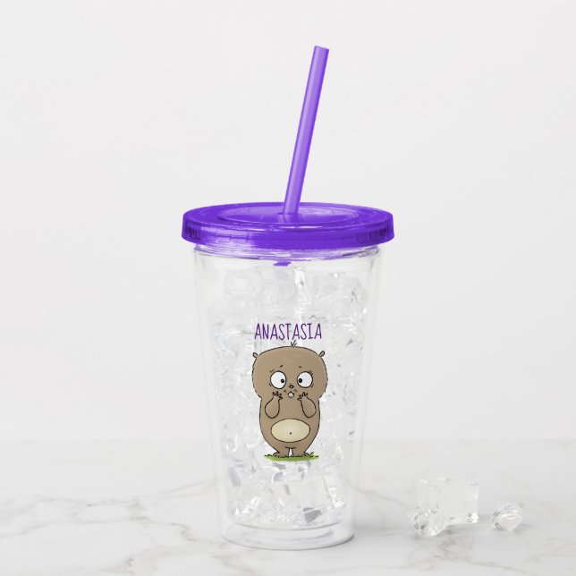 Verre En Acrylique Dessin d'adorable hamster (Dos glace)