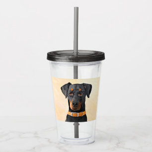 Verre En Acrylique Doberman Pinscher Peinture non découpée Art origin