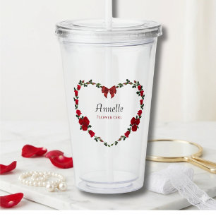 Verre En Acrylique Douces Roses Rouges Cadeau pour Fille Fleuriste