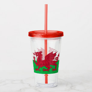 Verre En Acrylique Dragon gallois ~ Drapeau du Pays de Galles
