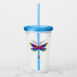Verre En Acrylique Dragonfly en arc-en-ciel