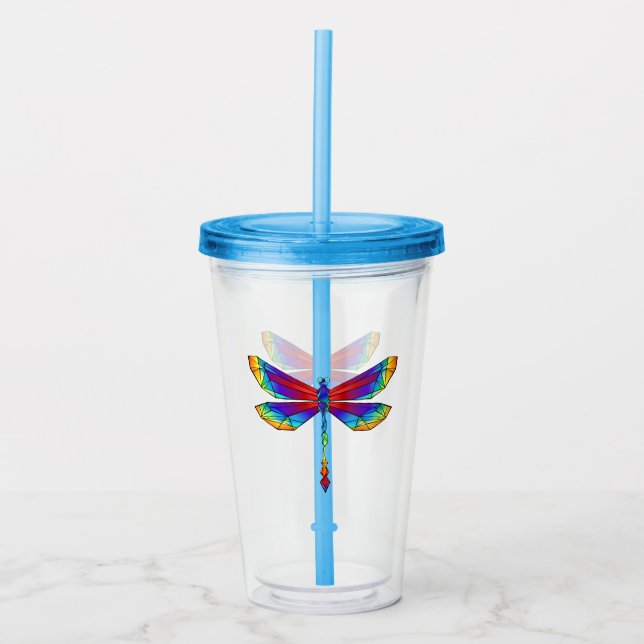 Verre En Acrylique Dragonfly en arc-en-ciel (Devant)