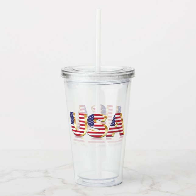 Verre En Acrylique Drapeau américain Acrylique Tumbler USA Patriotiqu (Devant)