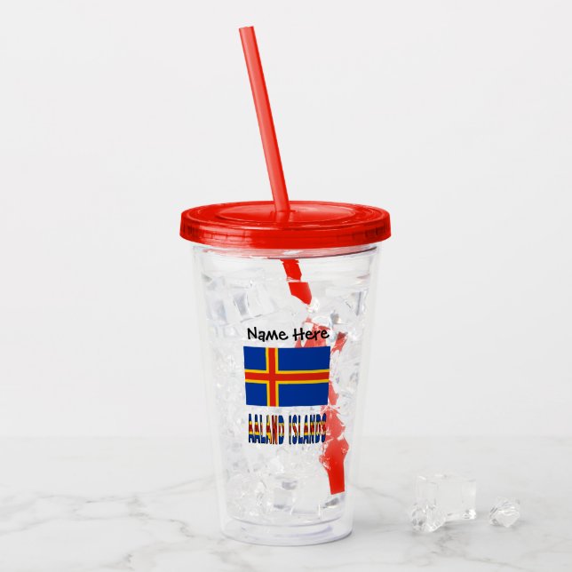 Verre En Acrylique Drapeau Ashland Islands Ålander Personnalisé (Devant glace)