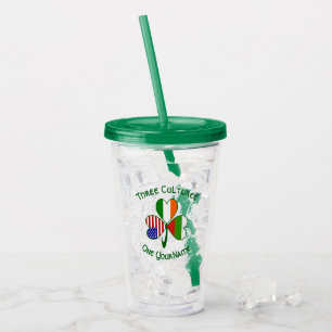 Verre En Acrylique Drapeau bulgare irlandais américain Trèfle Personn