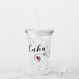 Verre En Acrylique Drapeau cubain - Script de coeur, Drapeau cubain