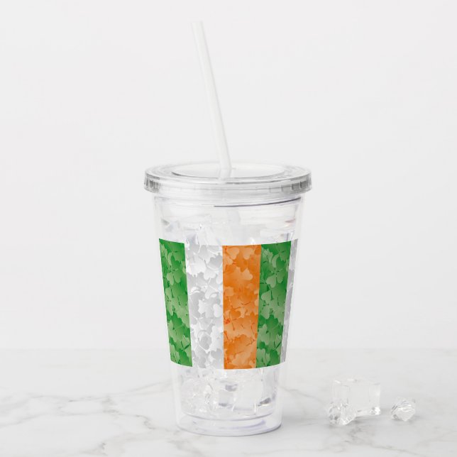 Verre En Acrylique Drapeau de l'Irlande avec motif shamrock (Devant glace)