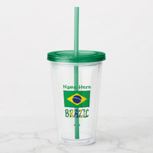 Verre En Acrylique Drapeau du Brésil Personnalisé