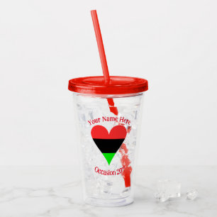 Verre En Acrylique Drapeau en forme de cœur de la diaspora africaine