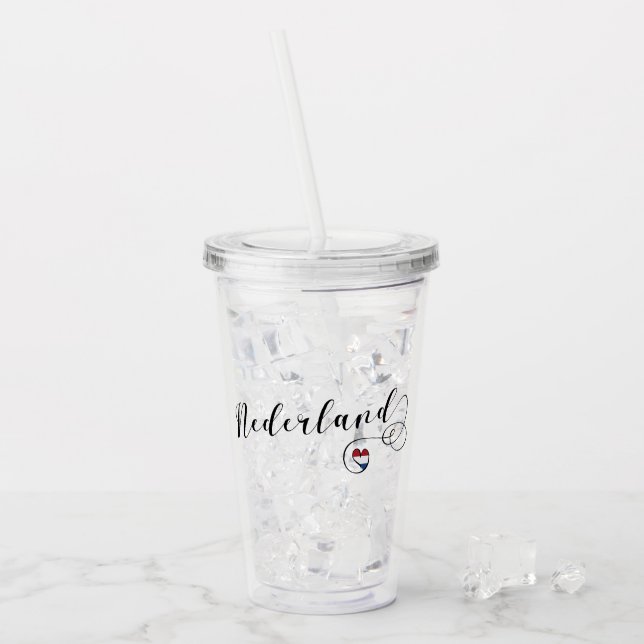 Verre En Acrylique Drapeau Heart Pays-Bas Nederland (Devant glace)