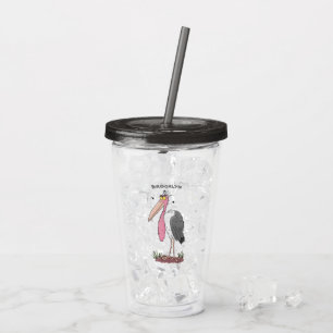 Verre En Acrylique Drôle dessin animé de cigogne en marabou
