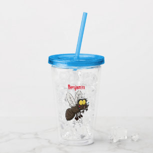 Verre En Acrylique Drôle dessin animé d'insecte de la mouche à cheval