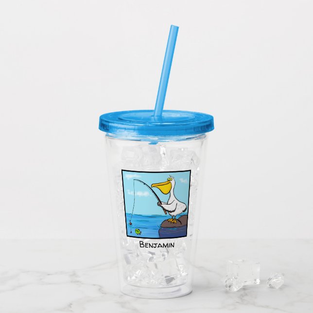 Verre En Acrylique Drôle pélican de pêche (Dos glace)