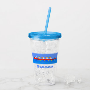 Verre En Acrylique Drôle pélicans rameurs dessin animé