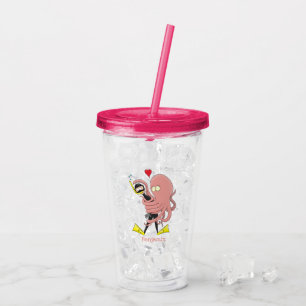 Verre En Acrylique Drôle pieuvre embrasse plongeur dessin animé humou