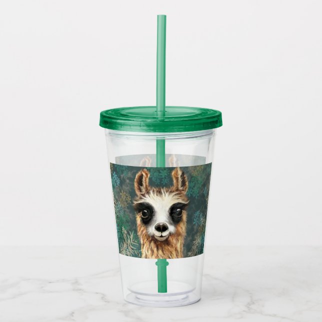 Verre En Acrylique Drôle Tumbler acrylique avec Curious Baby Alpaca (Devant)