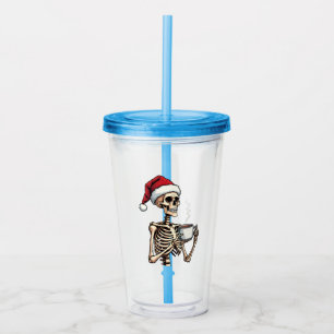 Verre En Acrylique Éffrayant Halloween Sipping Café Noël Père Noël