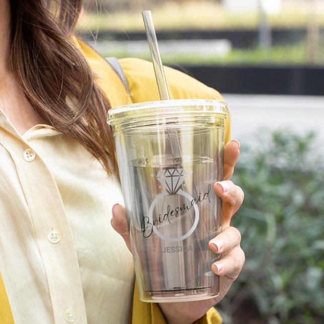 Verre En Acrylique Élégant Argent Métal Texture Bague (Créateur téléchargé)