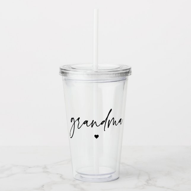 Verre En Acrylique Élégant et subtil Pink Grandma Script Cadeau (Devant)