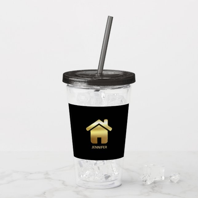Verre En Acrylique Elegant Gold House Symbole Real Estate Design (Dos glace)