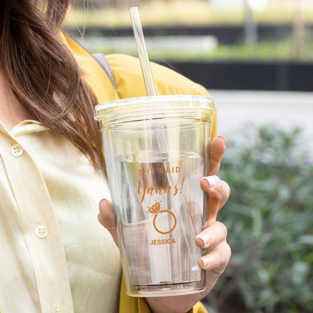 Verre En Acrylique Elle a dit Oui Engagement Party mignonne (Créateur téléchargé)