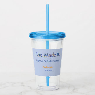 VERRE EN ACRYLIQUE ELLE A FAIT LA DOUCHE DE MARIÉE BLEU ORANGE CHIC T