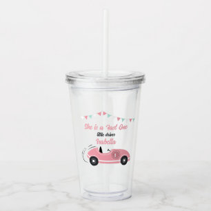 Verre En Acrylique Elle est une voiture de course rose festive pour u