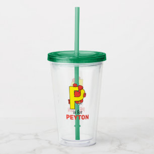 Verre En Acrylique Elmo Alphabet   P Jaune