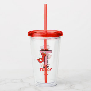 Verre En Acrylique Elmo Alphabet T rose
