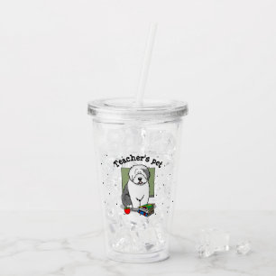 Verre En Acrylique Enseignant de l'école Vieux chien de mouton anglai