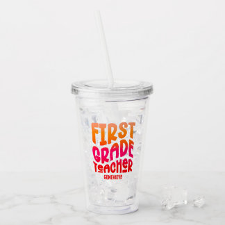 Verre En Acrylique Enseignant de première année Orange Red Ombre