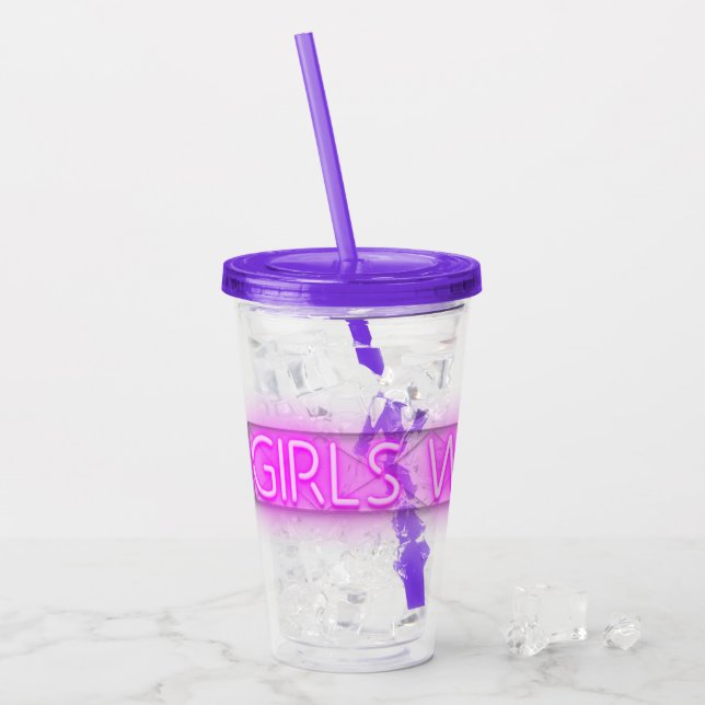 VERRE EN ACRYLIQUE ENSEIGNE LED WEEK-END ENTRE FILLE (Devant glace)