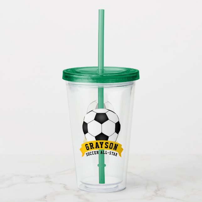Verre En Acrylique Étoile de soccer (Devant)