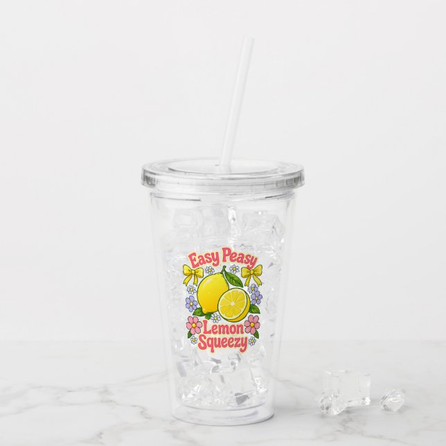 Verre En Acrylique Facile comme un citron – Citrons et Fleurs (Dos glace)