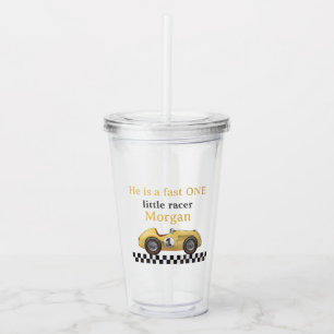 Verre En Acrylique Fast One Yellow Race Car Enfants Première fête d'a