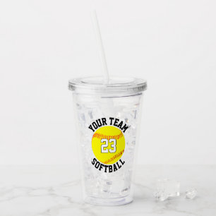 Verre En Acrylique Fastpitball Softball Nom et numéro de joueur Spor