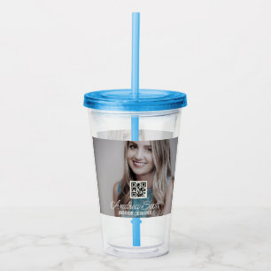 Verre En Acrylique Femme patronne d'entreprise ajouter photo nom q r