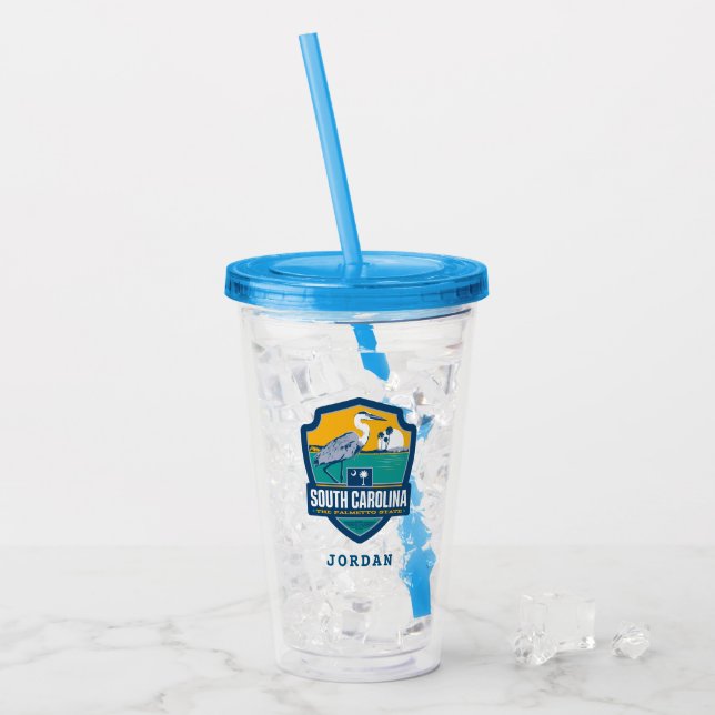 Verre En Acrylique Fierté de l'État | Caroline du Sud (Devant glace)