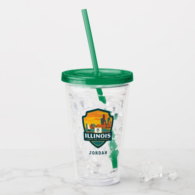 Verre En Acrylique Fierté de l'État | Illinois (Devant glace)