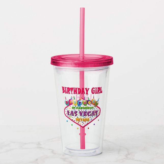 Verre En Acrylique Fille d'anniversaire de Las Vegas Tumbler acryliqu (Devant)