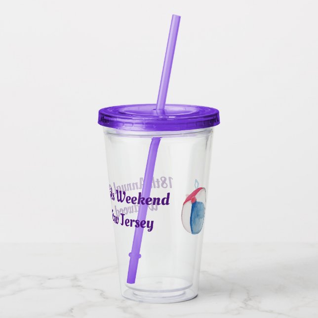 Verre En Acrylique Filles Weekend personnalisable avec Bucket & Beach (Dos)