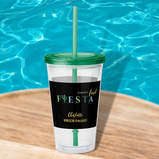 Verre En Acrylique Finale Fiesta soirée mexicaine de bachelorette (final fiesta bachelorette party tumbler cactus green and yellow bachelorette party favors mexican)