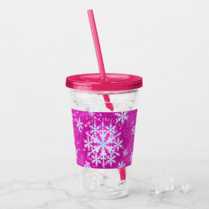 Verre En Acrylique Flacons de neige Magenta Blanc Acrylique Tumbler