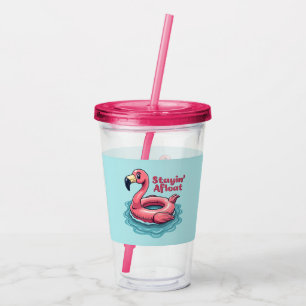 Verre En Acrylique Flamant rose rétro Flotte drôle été