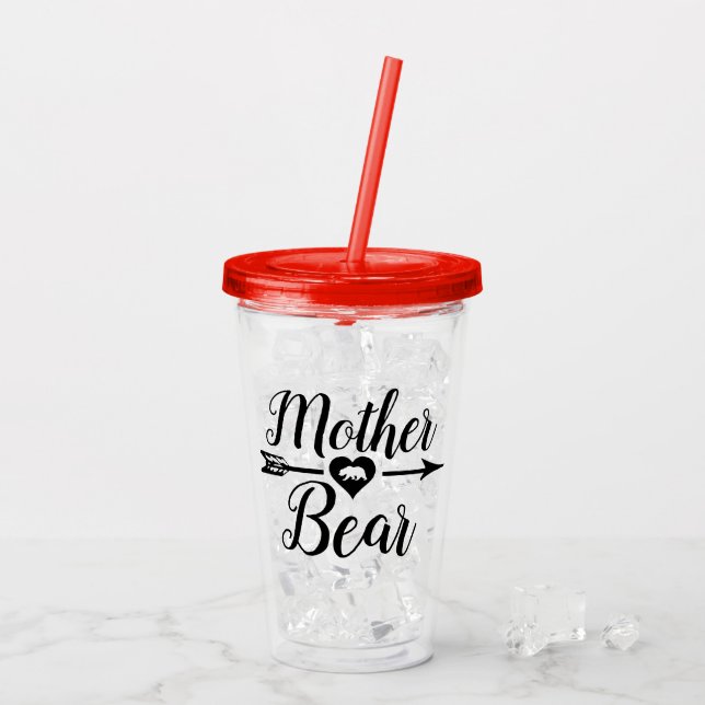 Verre En Acrylique Flèche de l'ours mère avec coeur (Dos glace)